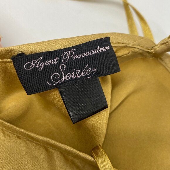 Agent Provocateur Nayeli Gold Black Silk Slip Dress AP2 Small - Picture 9 of 16